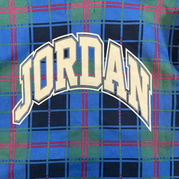Jordan Essential Holiday Hoodie Men’s Size Small Blue Green Plaid Nike - Picture 6 of 13